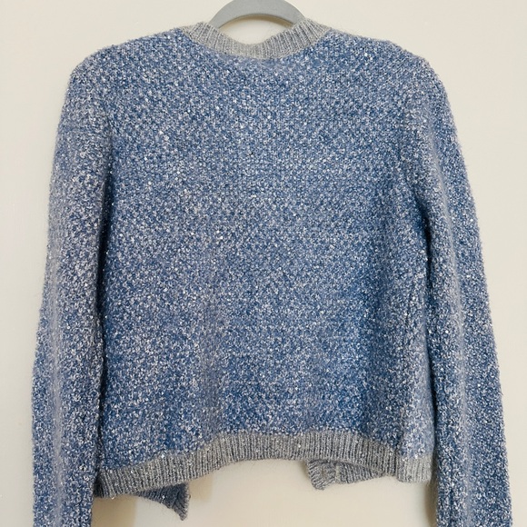 Maje Light Blue Tweed Sequin Cardigan Jacket Size 2 NWT - Picture 11 of 14